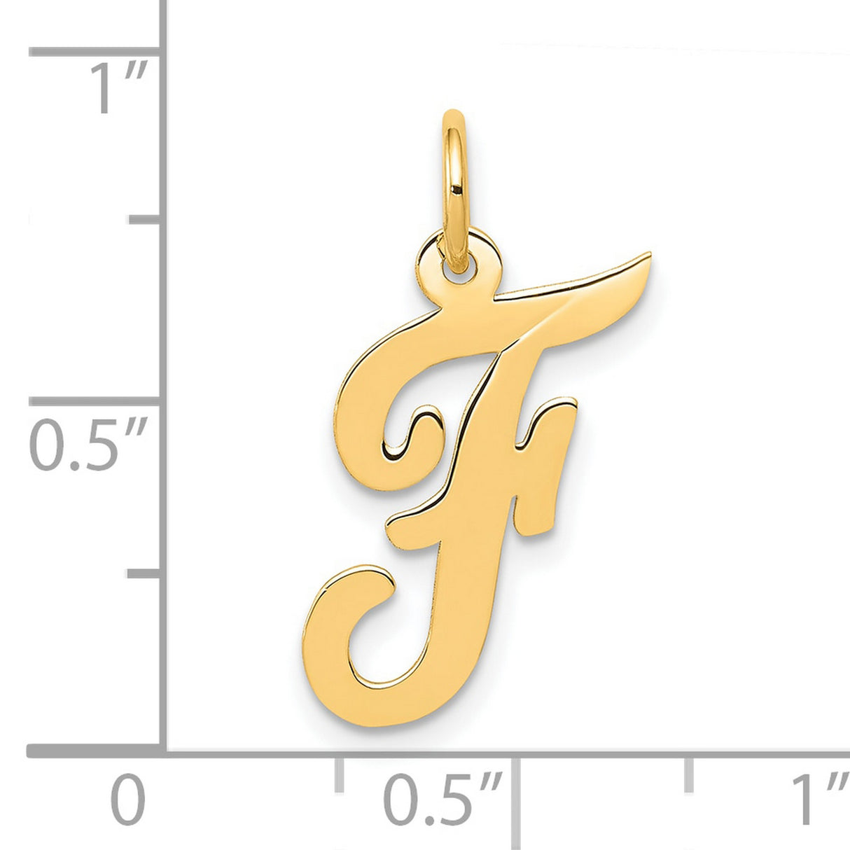 10k Yellow Gold Letter F Pendant, Script Initial Charm for Women