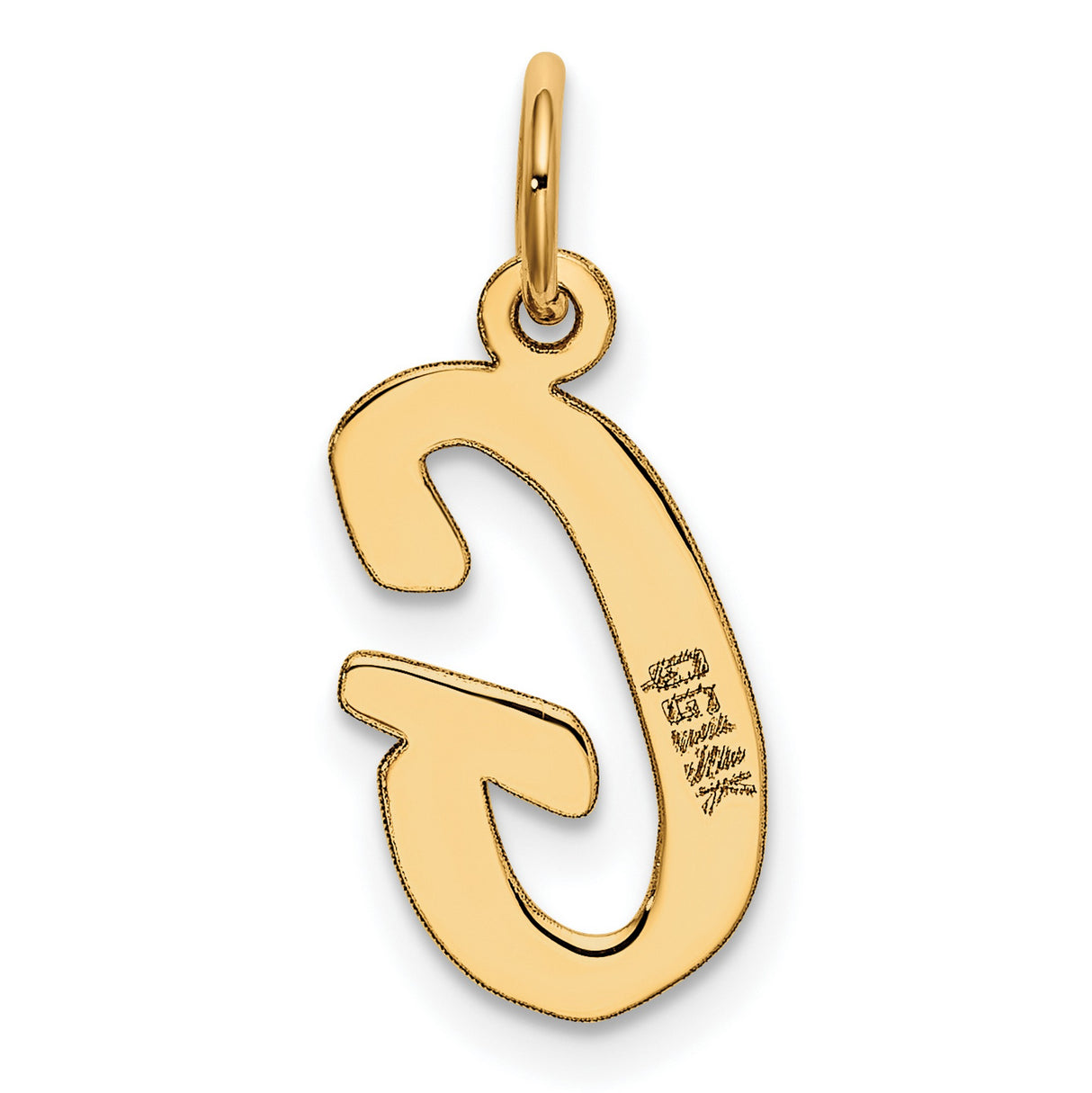 10k Yellow Gold Pendant, Script Letter G Initial Charm, Minimal Monogram Design
