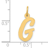10k Yellow Gold Pendant, Script Letter G Initial Charm, Minimal Monogram Design