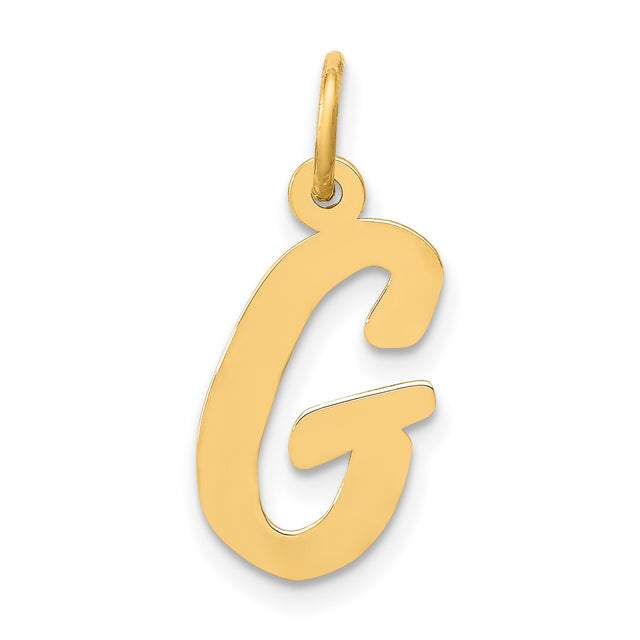 10k Yellow Gold Pendant, Script Letter G Initial Charm, Minimal Monogram Design
