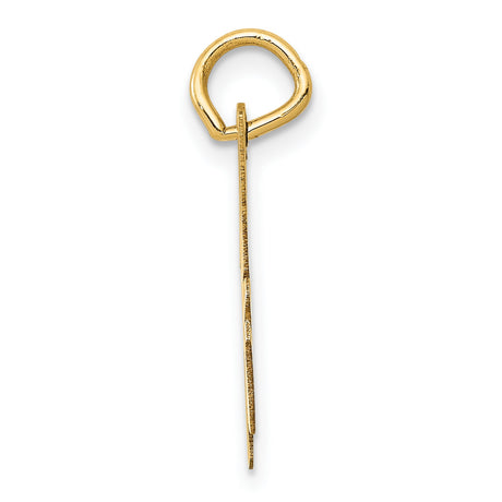 10k Yellow Gold Script Initial H Pendant, Polished Cursive Letter Charm for Women