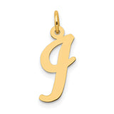 10k Yellow Gold Initial J Pendant, Polished Script Letter Charm for Women