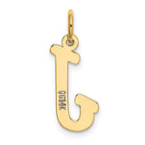 10k Yellow Gold Letter J Pendant, Small Block Initial Charm, Unisex Alphabet Jewelry