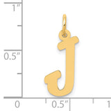 10k Yellow Gold Letter J Pendant, Small Block Initial Charm, Unisex Alphabet Jewelry