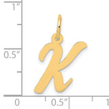 10k Yellow Gold Initial K Pendant, Polished Script Letter Charm for Women