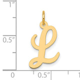 10k Yellow Gold Initial L Pendant, Script Letter Charm with Polished Finish