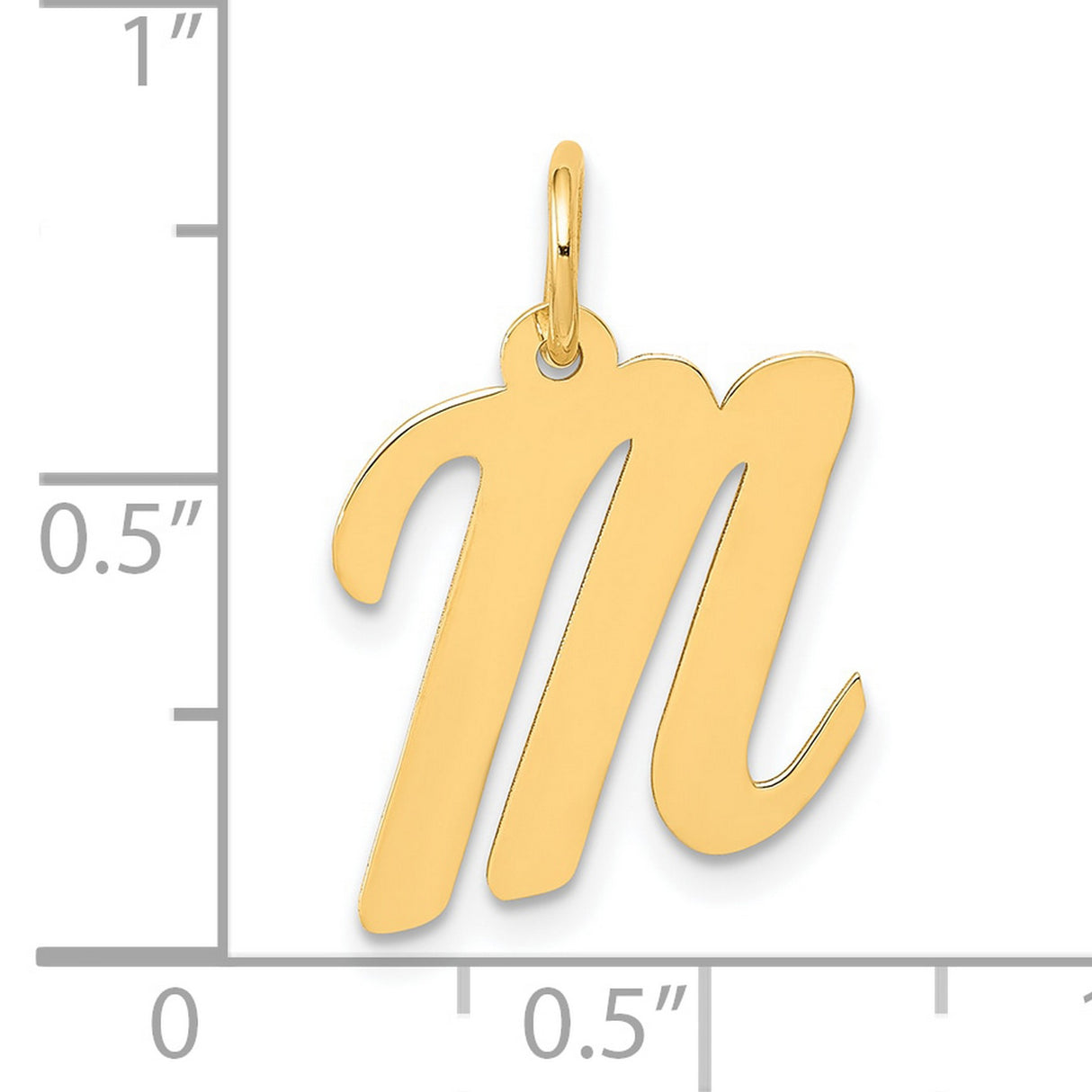 Medium Script Letter M Initial Charm Pendant in Real 10k Yellow Gold