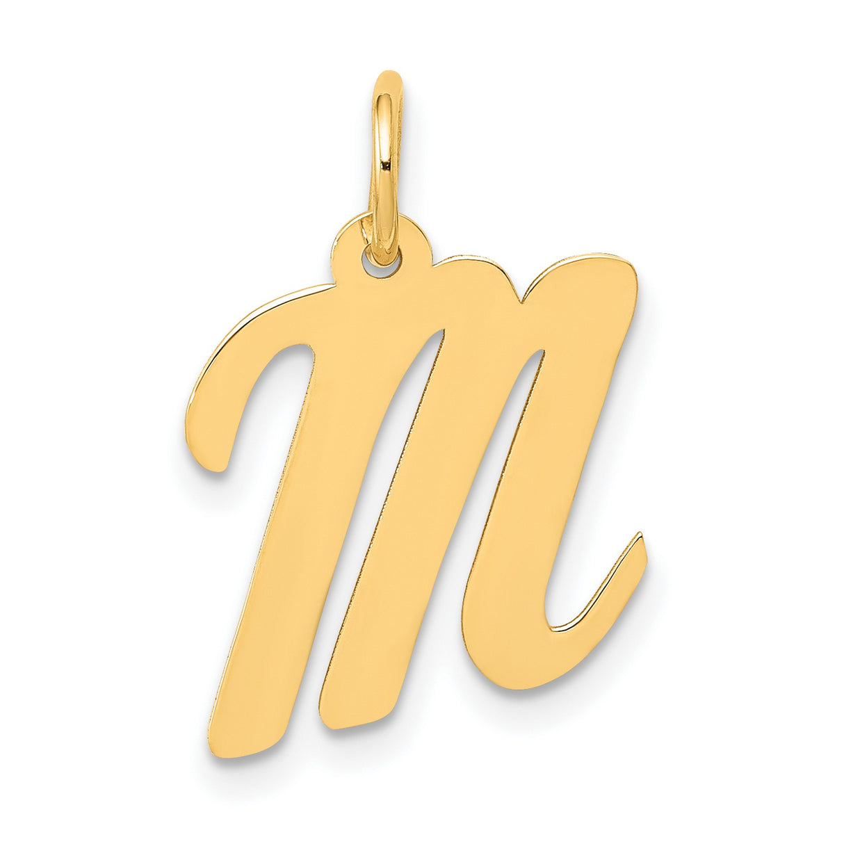 Medium Script Letter M Initial Charm Pendant in Real 10k Yellow Gold