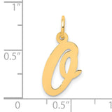 10k Yellow Gold Letter Q Pendant, Script Initial Charm for Women or Unisex Wear