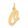 10k Yellow Gold Letter Q Pendant, Script Initial Charm for Women or Unisex Wear
