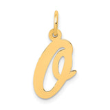 10k Yellow Gold Letter Q Pendant, Script Initial Charm for Women or Unisex Wear