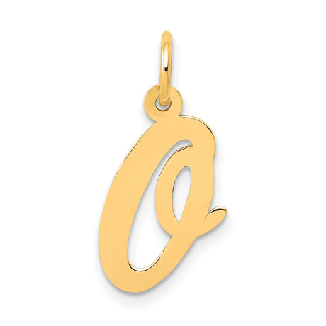 10k Yellow Gold Letter Q Pendant, Script Initial Charm for Women or Unisex Wear