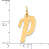 10k Yellow Gold Pendant Charm, Lowercase Letter P Script Initial, Unisex Alphabet Jewelry