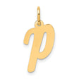 10k Yellow Gold Pendant Charm, Lowercase Letter P Script Initial, Unisex Alphabet Jewelry