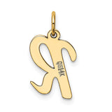 10k Yellow Gold Initial R Pendant, Script Letter Charm, Polished Monogram Jewelry for Women