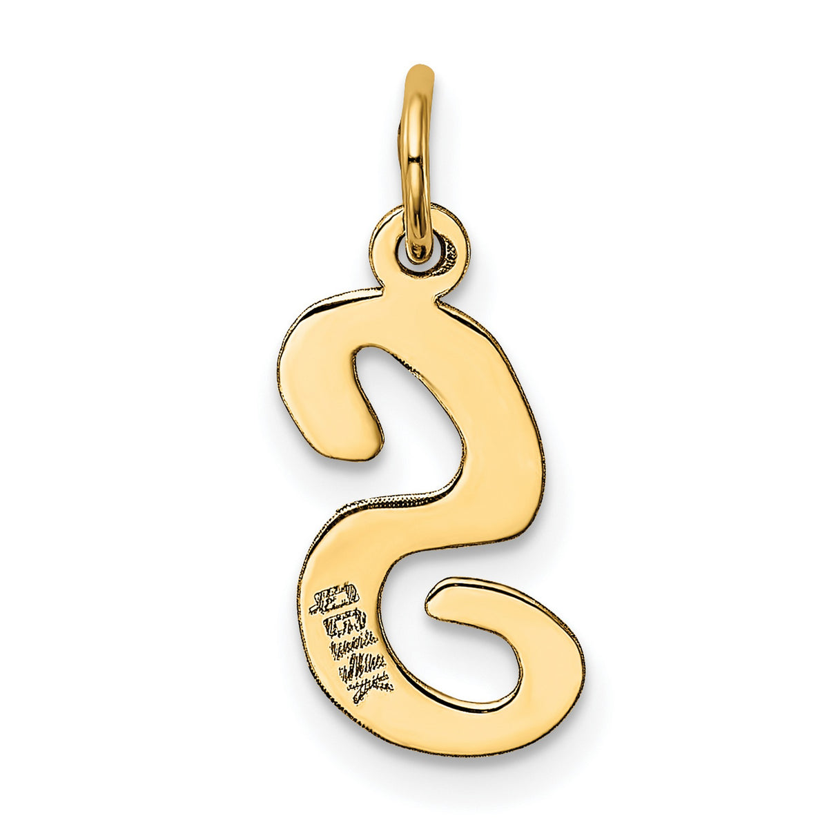 10k Yellow Gold Letter S Pendant Charm, Polished Script Initial Monogram Jewelry
