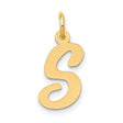 10k Yellow Gold Letter S Pendant Charm, Polished Script Initial Monogram Jewelry