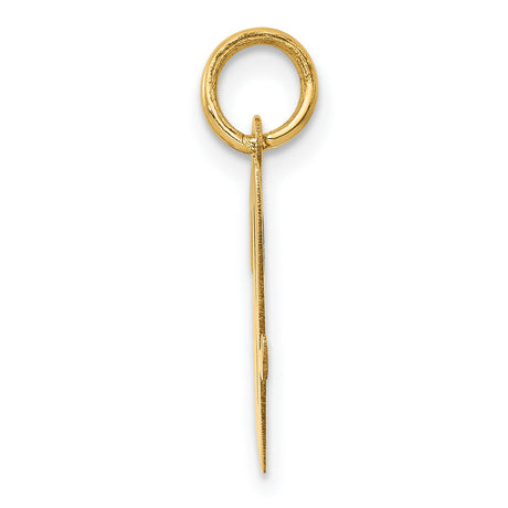 10k Yellow Gold V Initial Pendant, Cursive Script Letter Charm for Women