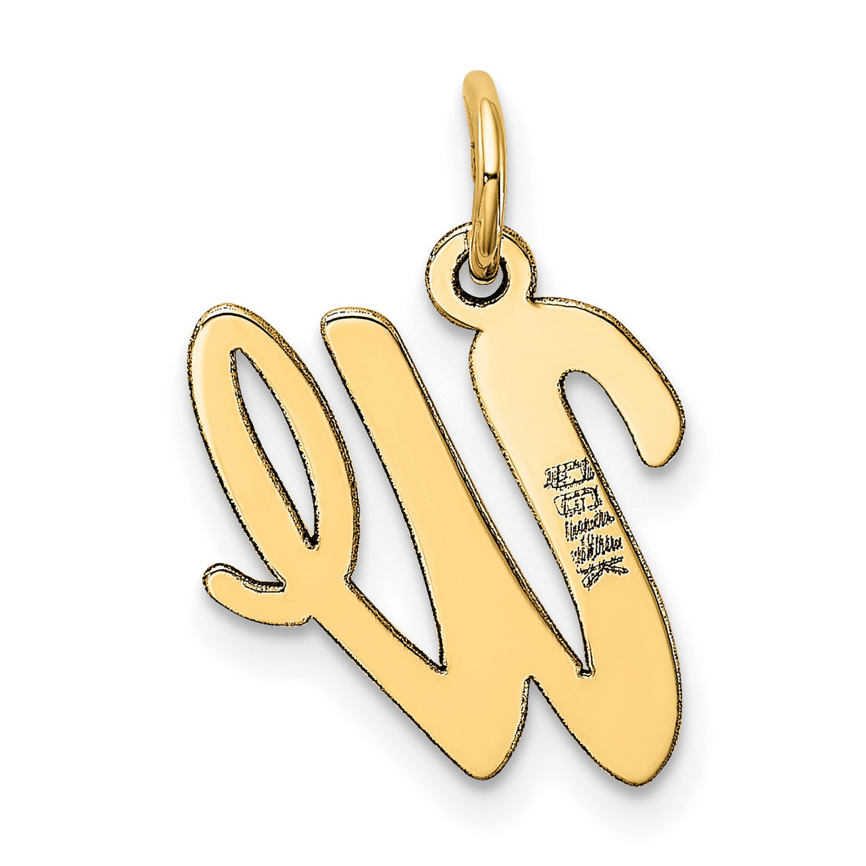 10k Yellow Gold Script Letter We Pendant Charm with Polished Finish, Symbolic Unity Jewelry