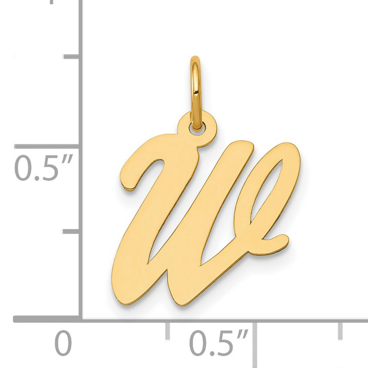 10k Yellow Gold Script Letter We Pendant Charm with Polished Finish, Symbolic Unity Jewelry