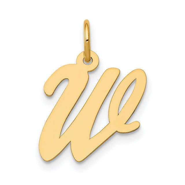 10k Yellow Gold Script Letter We Pendant Charm with Polished Finish, Symbolic Unity Jewelry