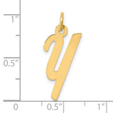 Medium Script Letter Y Initial Charm Pendant in Real 10k Yellow Gold