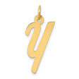 Medium Script Letter Y Initial Charm Pendant in Real 10k Yellow Gold