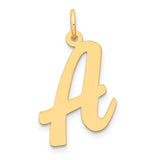 10k Yellow Gold Script A Pendant Charm, Cursive Letter Initial Design for Women or Unisex Wear