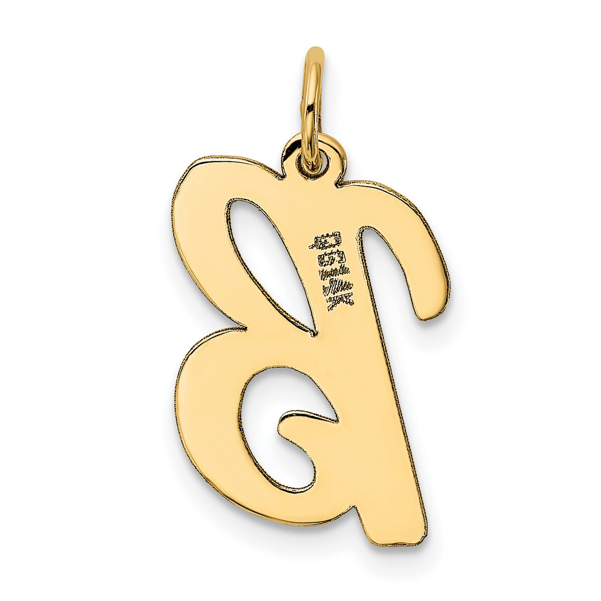 10k Yellow Gold Script Letter B Pendant, Monogram Charm for Necklace or Bracelet, Unisex Jewelry
