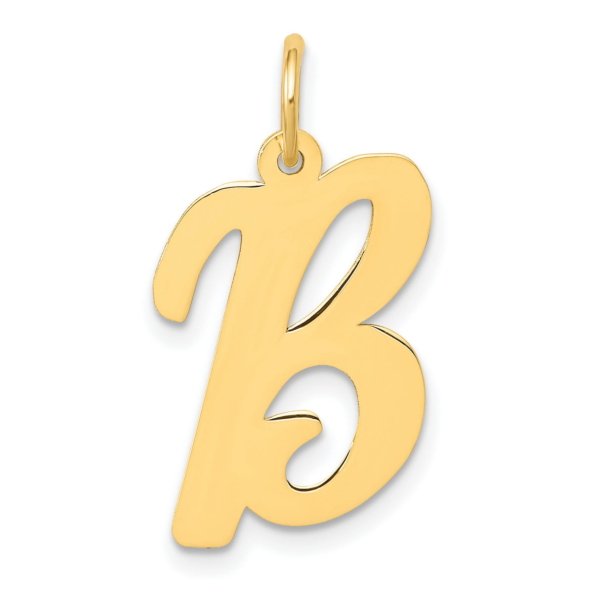 10k Yellow Gold Script Letter B Pendant, Monogram Charm for Necklace or Bracelet, Unisex Jewelry