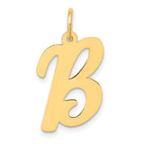 10k Yellow Gold Script Letter B Pendant, Monogram Charm for Necklace or Bracelet, Unisex Jewelry