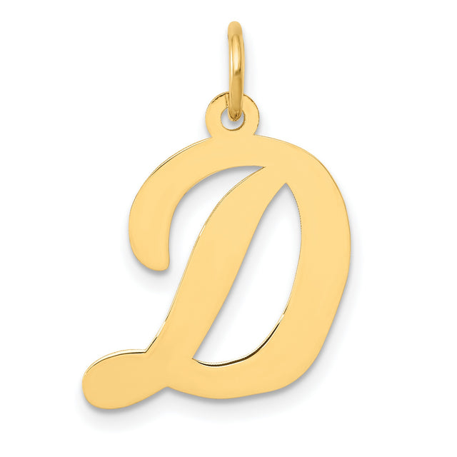 10k Yellow Gold Initial C Pendant Charm, Cursive Script Letter Design for Women or Unisex Wear