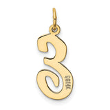 10k Yellow Gold Script Initial E Pendant, Polished Cursive Letter Charm for Women
