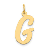 10k Yellow Gold Pendant, Script Letter G Charm, Polished Finish, Unisex or Womens Initial Jewelry