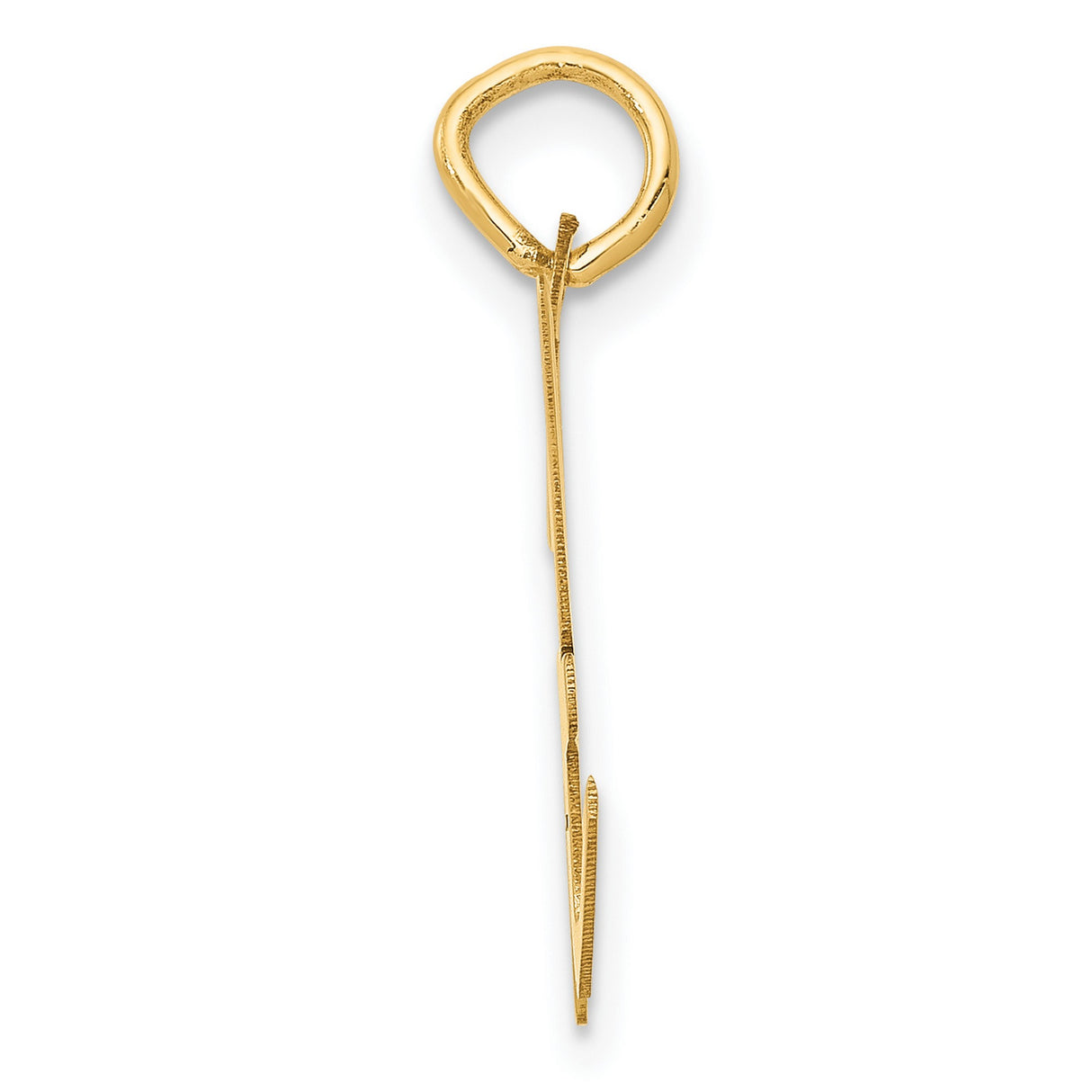 10k Yellow Gold Initial Pendant, Script Letter H Charm, Polished Monogram Jewelry for Women