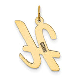 10k Yellow Gold Initial Pendant, Script Letter H Charm, Polished Monogram Jewelry for Women