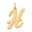 10k Yellow Gold Initial Pendant, Script Letter H Charm, Polished Monogram Jewelry for Women