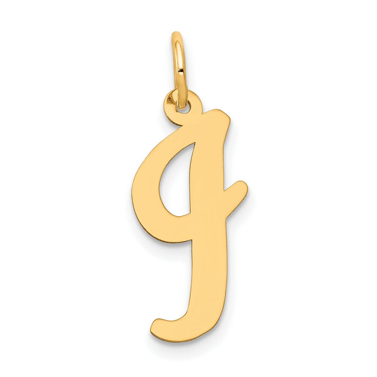 10k Yellow Gold Script Letter J Pendant, Cursive Initial Charm for Women or Unisex Wear