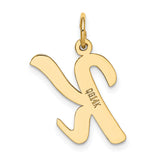 10k Yellow Gold Initial K Pendant Charm, Script Letter Design, Polished Finish