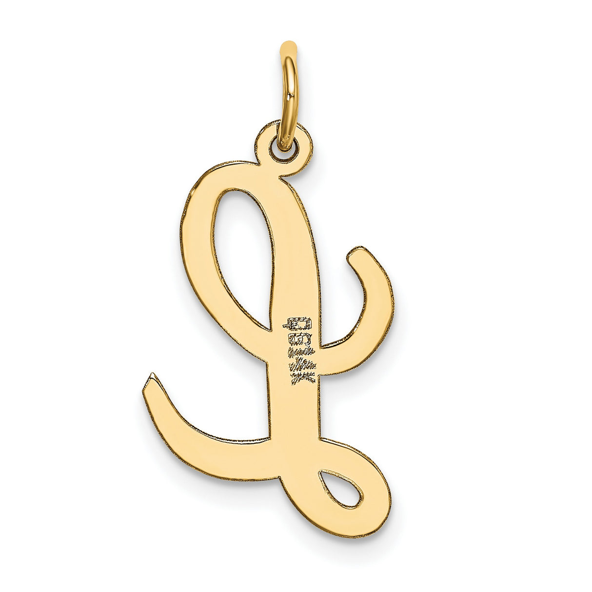10k Yellow Gold Initial L Pendant, Script Letter Charm with Polished Monogram Design