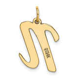 10k Yellow Gold Script Letter N Pendant Charm, Lowercase Initial, Minimalist Monogram Jewelry