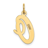 10k Yellow Gold Initial Q Pendant, Polished Script Letter Charm for Women