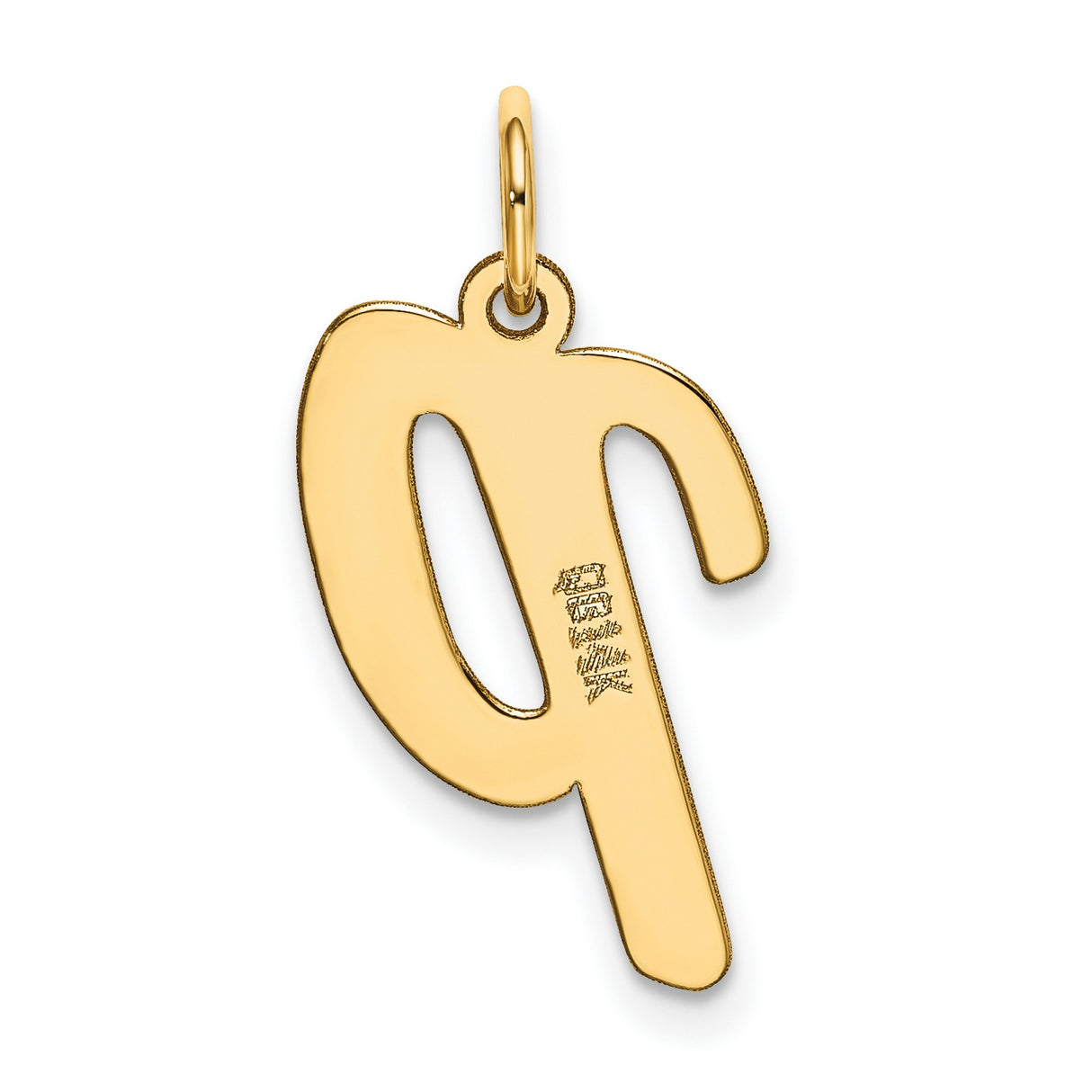 10k Yellow Gold Letter P Pendant Charm, Script Style Initial Jewelry for Women or Unisex Wear