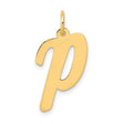 10k Yellow Gold Letter P Pendant Charm, Script Style Initial Jewelry for Women or Unisex Wear