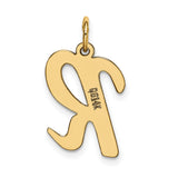10k Yellow Gold Script Letter R Pendant, Cursive Initial Charm for Women or Unisex Wear