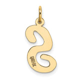 10k Yellow Gold Script Letter S Pendant Charm, Polished Monogram Jewelry