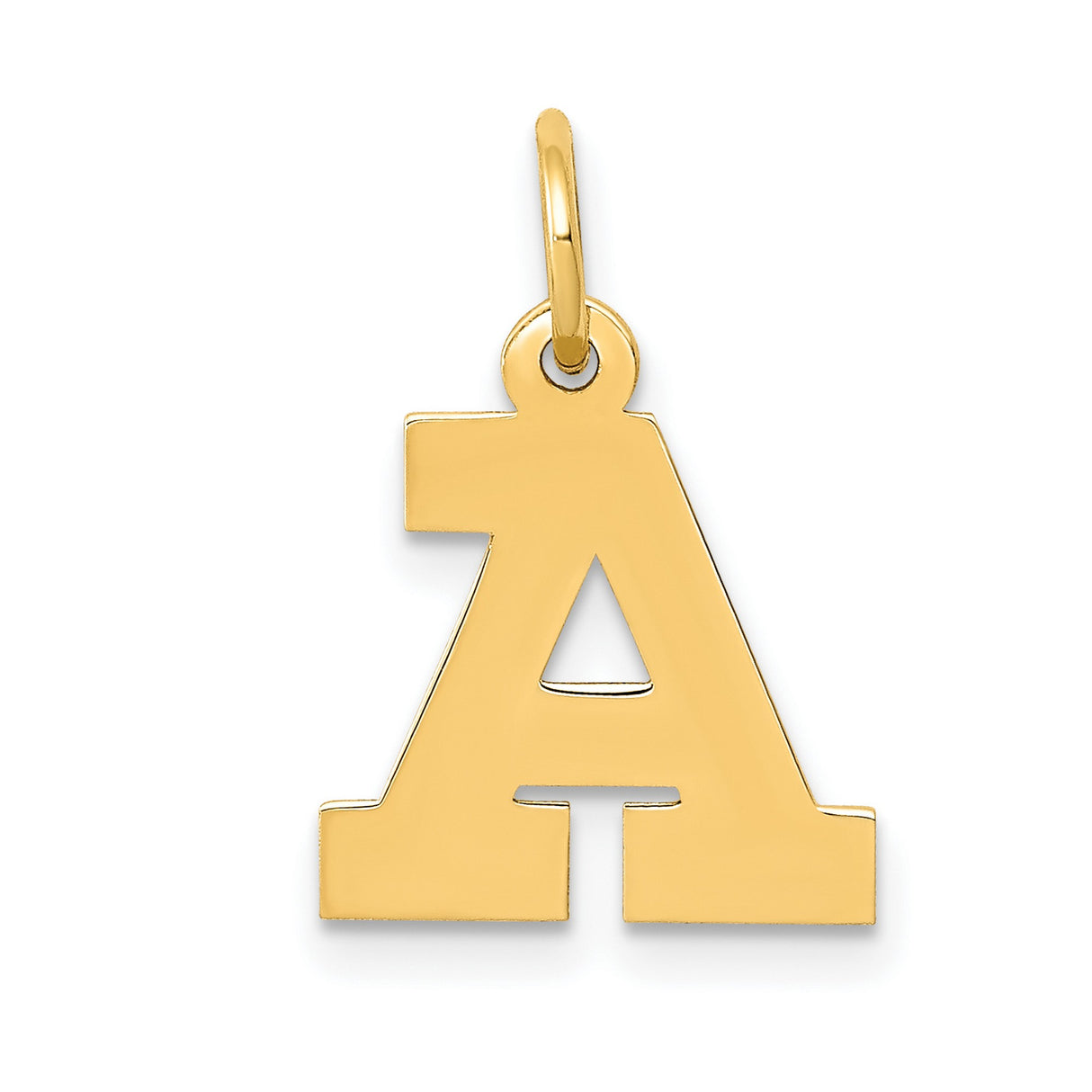 10k Yellow Gold Initial A Pendant, Block Letter Charm, Unisex Monogram Jewelry