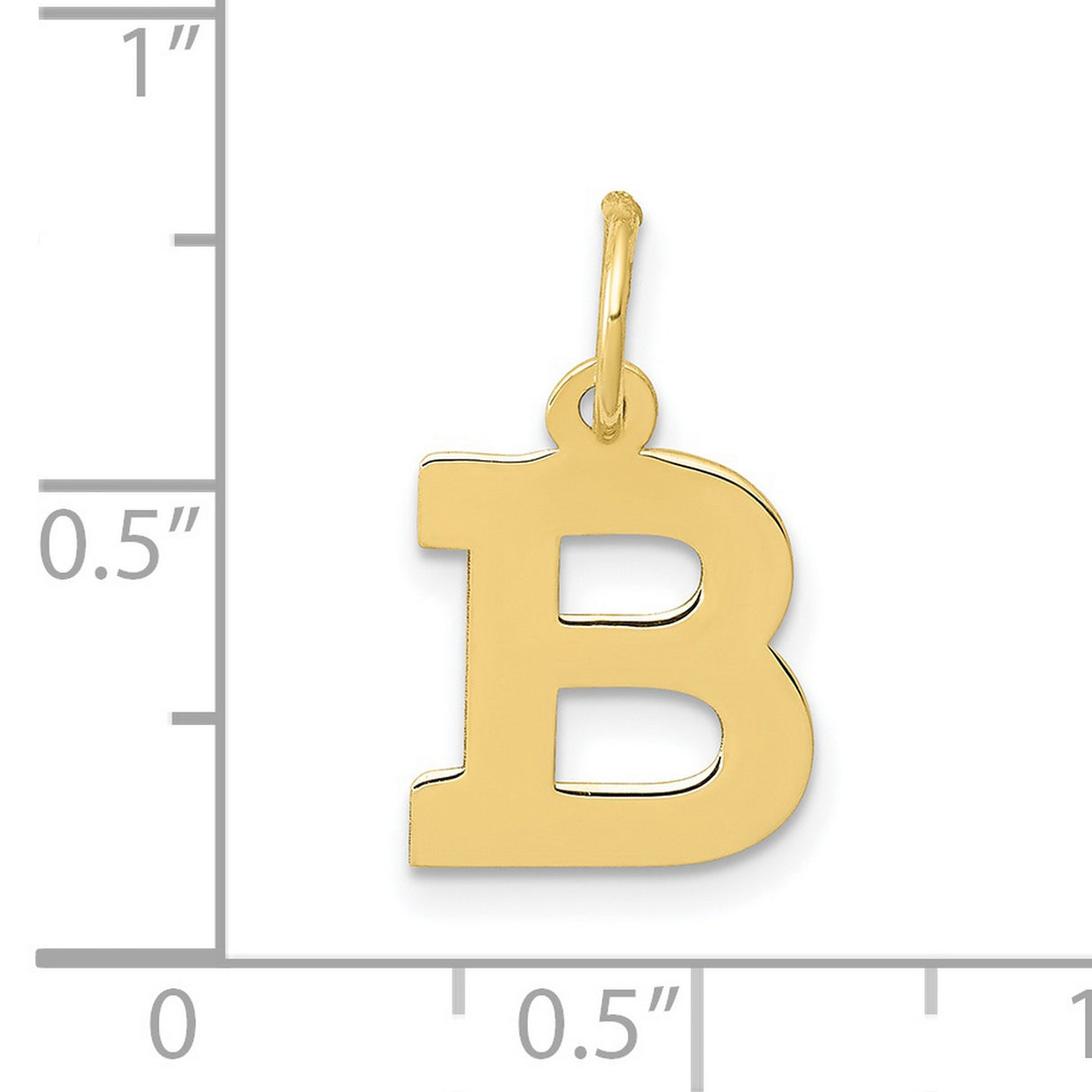 10k Yellow Gold Block Initial B Pendant Charm, Polished Letter Jewelry for Women or Unisex Use