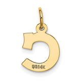 10k Yellow Gold Letter C Pendant Charm, High Polish Block Initial, Modern Alphabet Jewelry