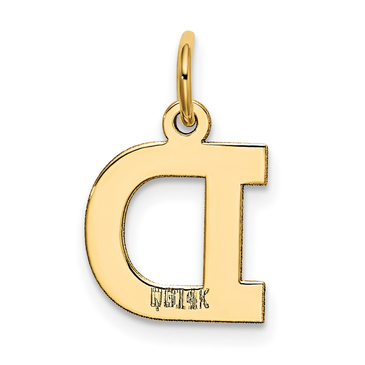 10k Yellow Gold Initial D Pendant, Bold Block Letter Charm, Polished Monogram Jewelry